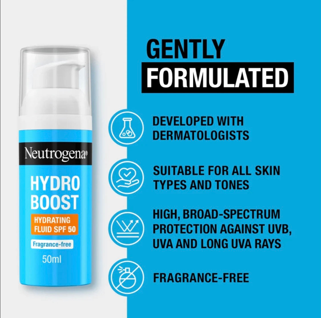 Neutrogena Hydro Boost Fluid SPF 50 50ml – Hydrating Sunscreen for Face