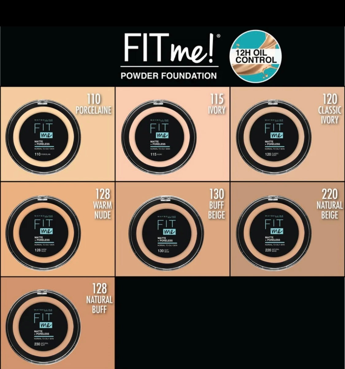 Maybelline Fit me- Perfect Matte Finish & Poreless Powder Lasting up to 16H