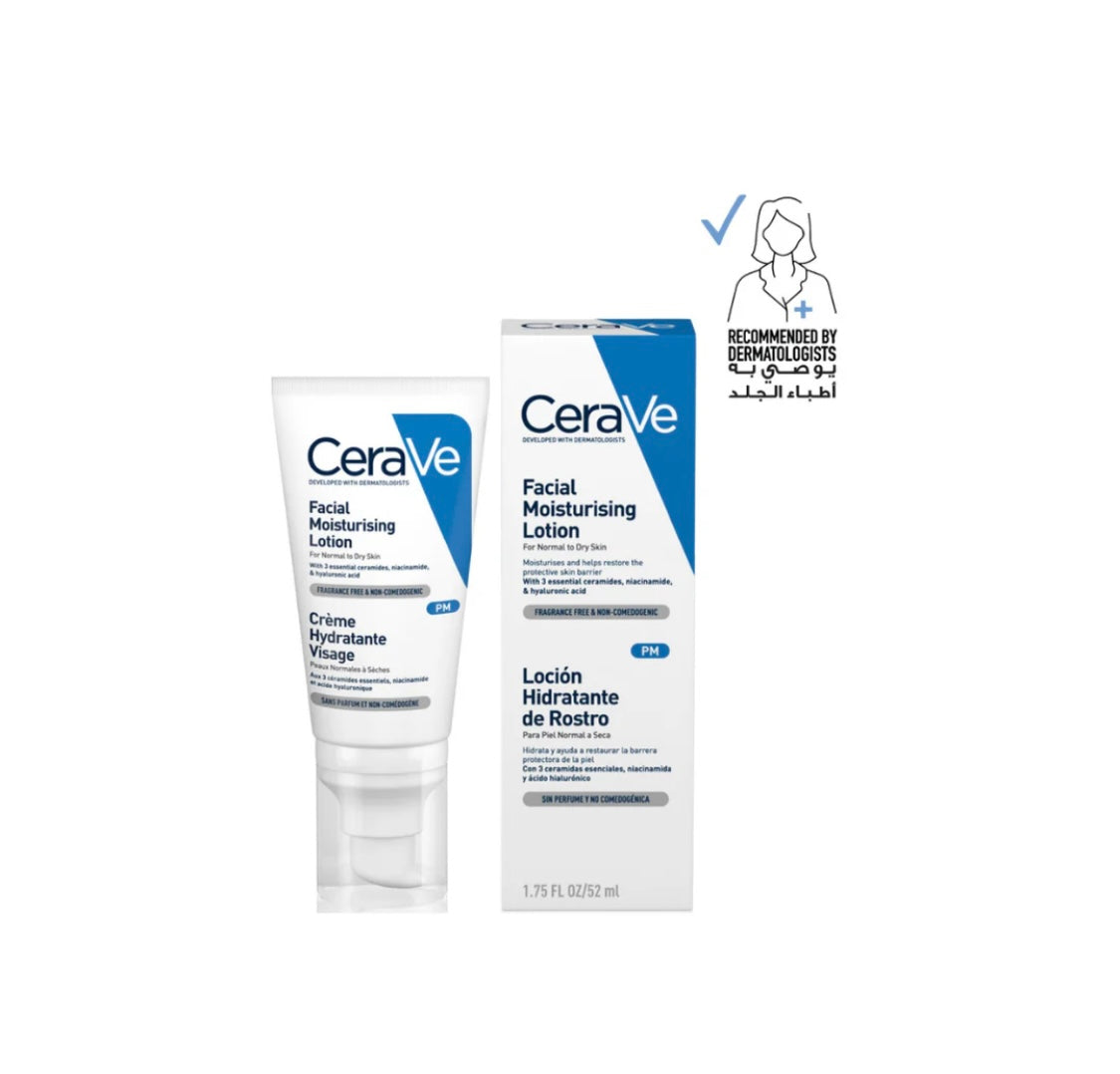 CeraVe PM Facial Moisturizing Lotion – Ultra-Lightweight Night Cream for Normal to Dry Skin