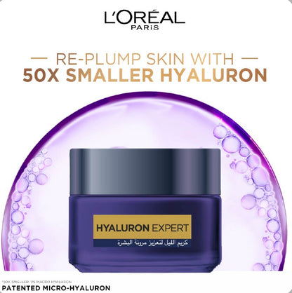 L’Oréal Paris Hyaluron Expert Night Cream – Hydrating Night Moisturizer with Hyaluronic Acid