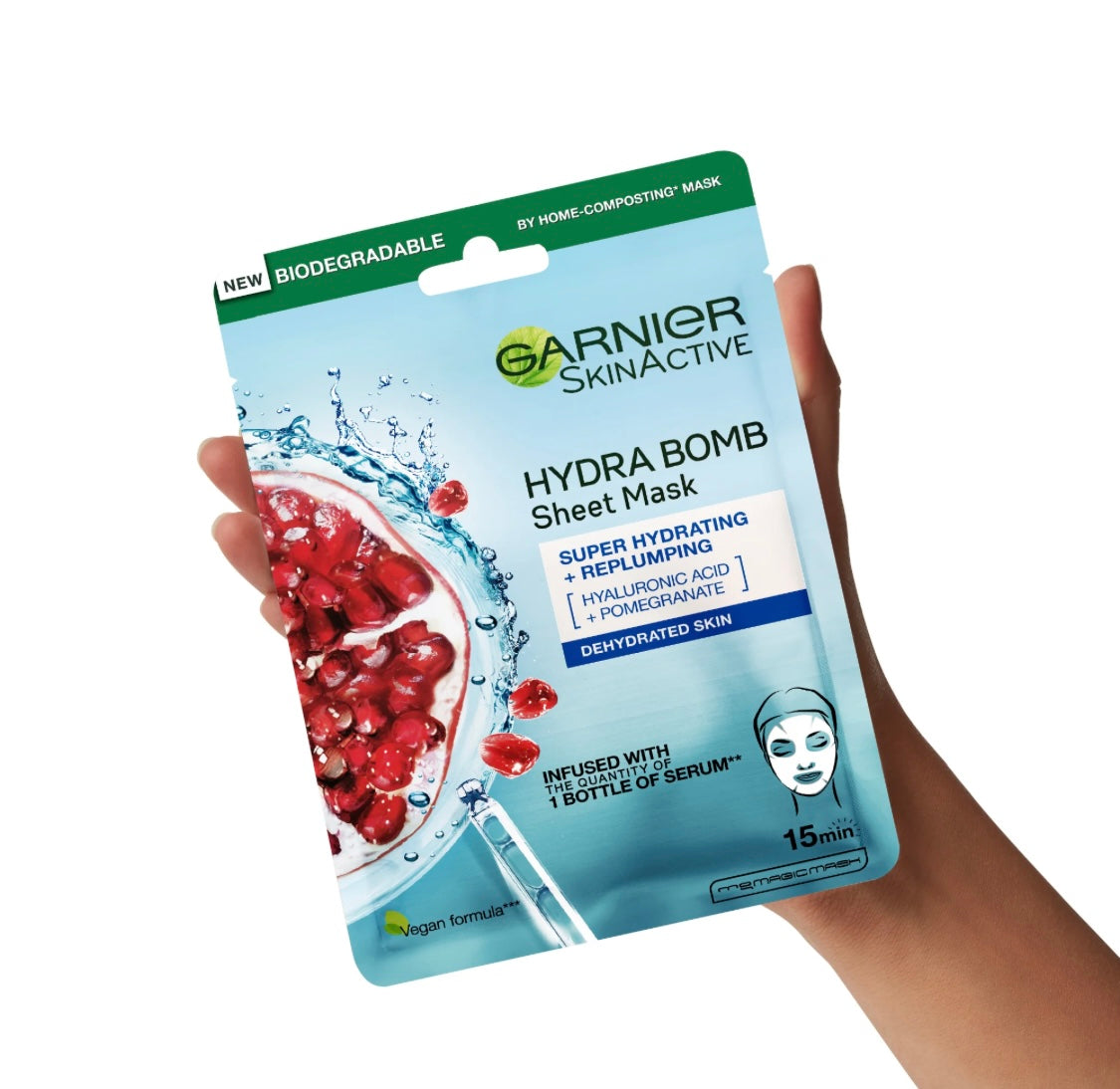 Garnier Hydra Bomb Pomegranate Super Hydrating & Replumping Tissue Mask – Sheet Mask for Dehydrated Skin