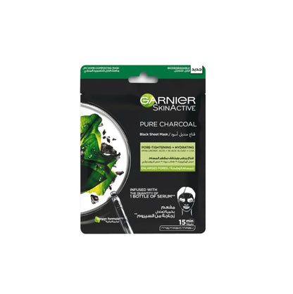Garnier SkinActive Charcoal & Algae Hydrating and Purifying Tissue Mask – Detox Sheet Mask for Oily & Combination Skin