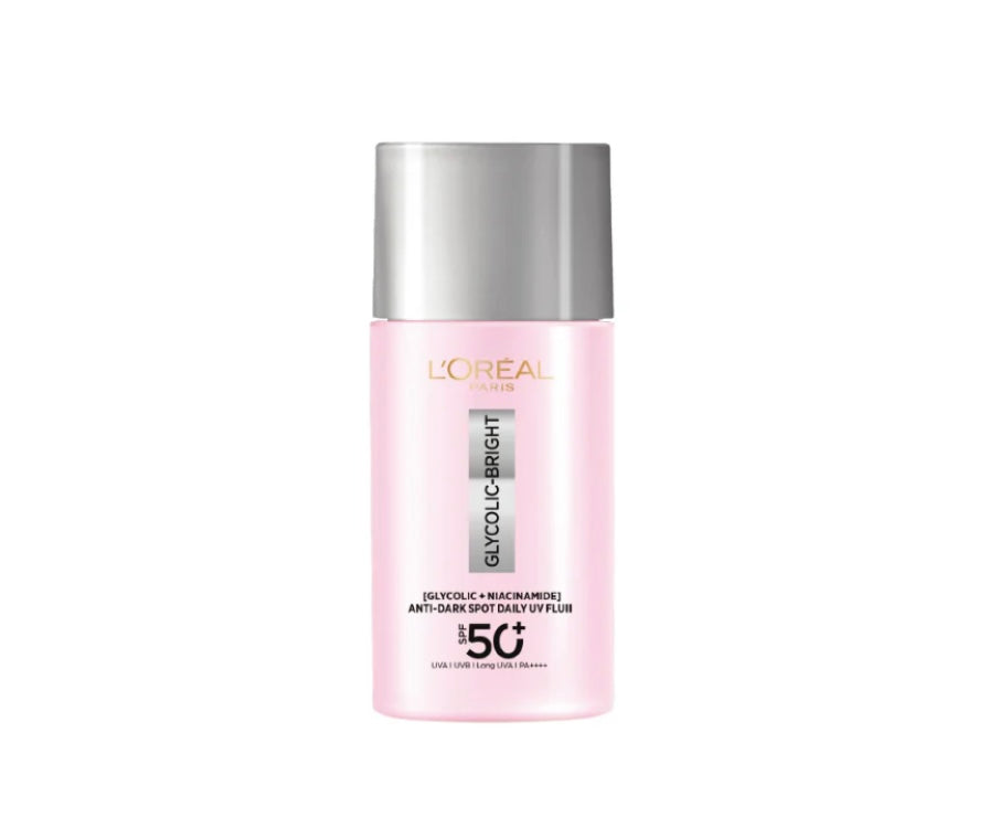 L’Oréal Paris, Glycolic Bright Anti-dark Spot Daily UV Fluid, Spf 50 with [Glycolic Acid, Niacinamide], 50ml