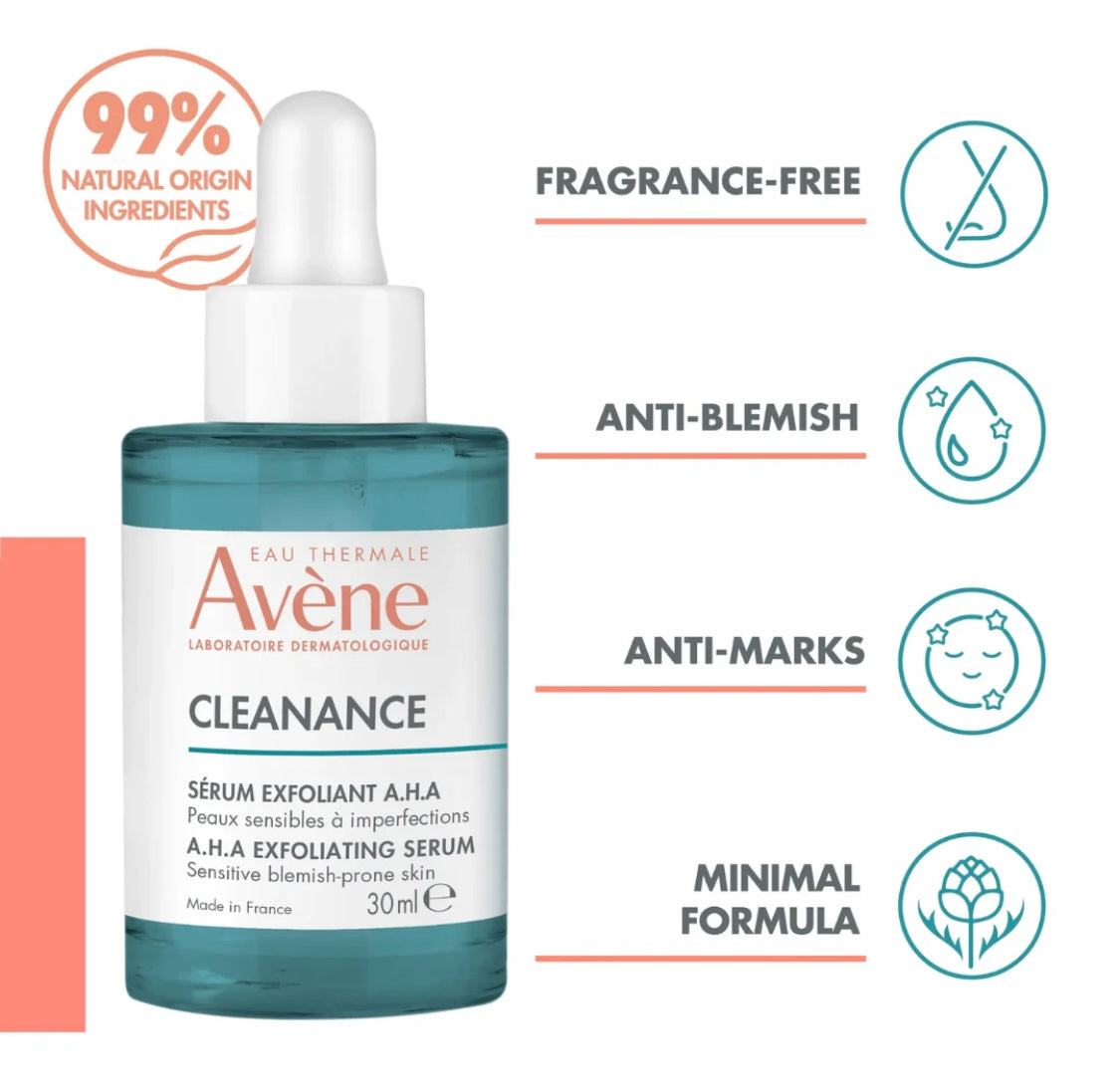 Avène Cleanance Exfoliating AHA Serum – Resurfacing Serum for Blemishes & Uneven Skin 30ml