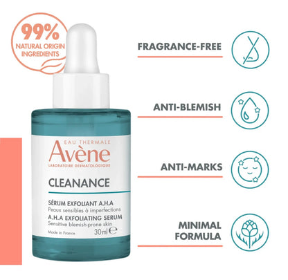 Avène Cleanance Exfoliating AHA Serum – Resurfacing Serum for Blemishes & Uneven Skin 30ml